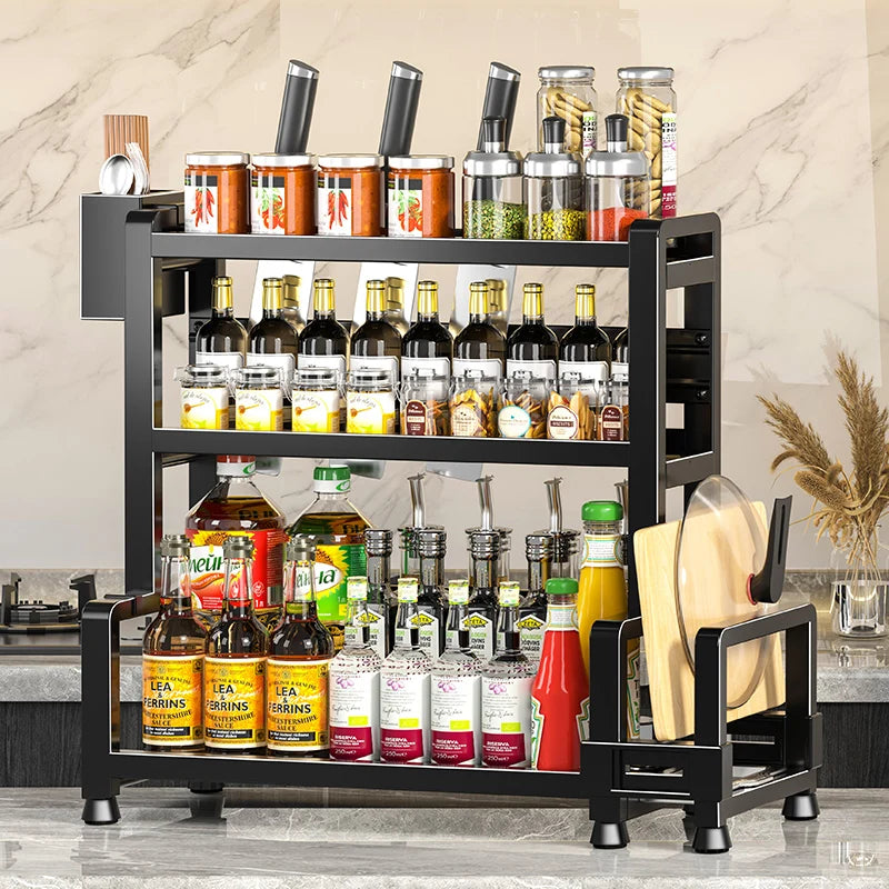 Space-Saving Metal Spice Rack and Expandable Pantry Organiser