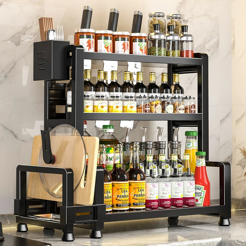Space-Saving Metal Spice Rack and Expandable Pantry Organiser