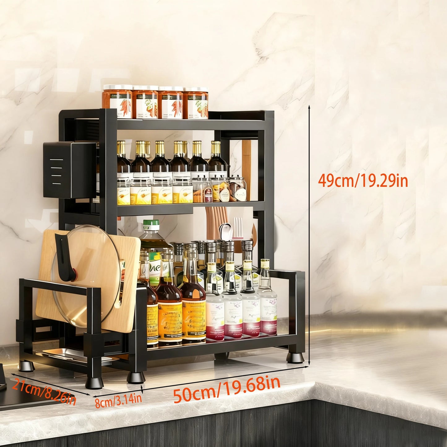 Space-Saving Metal Spice Rack and Expandable Pantry Organiser