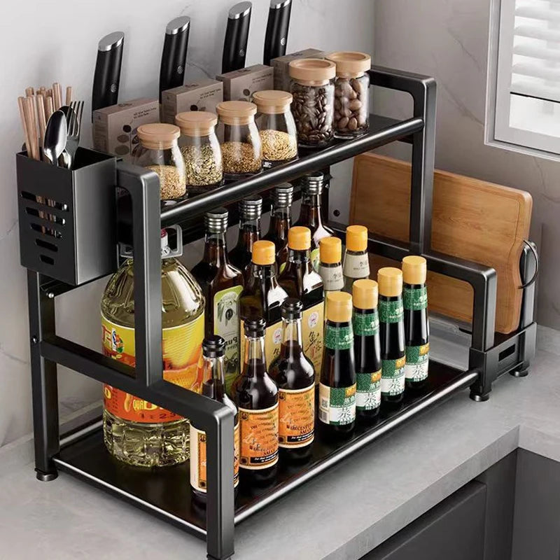 Space-Saving Metal Spice Rack and Expandable Pantry Organiser
