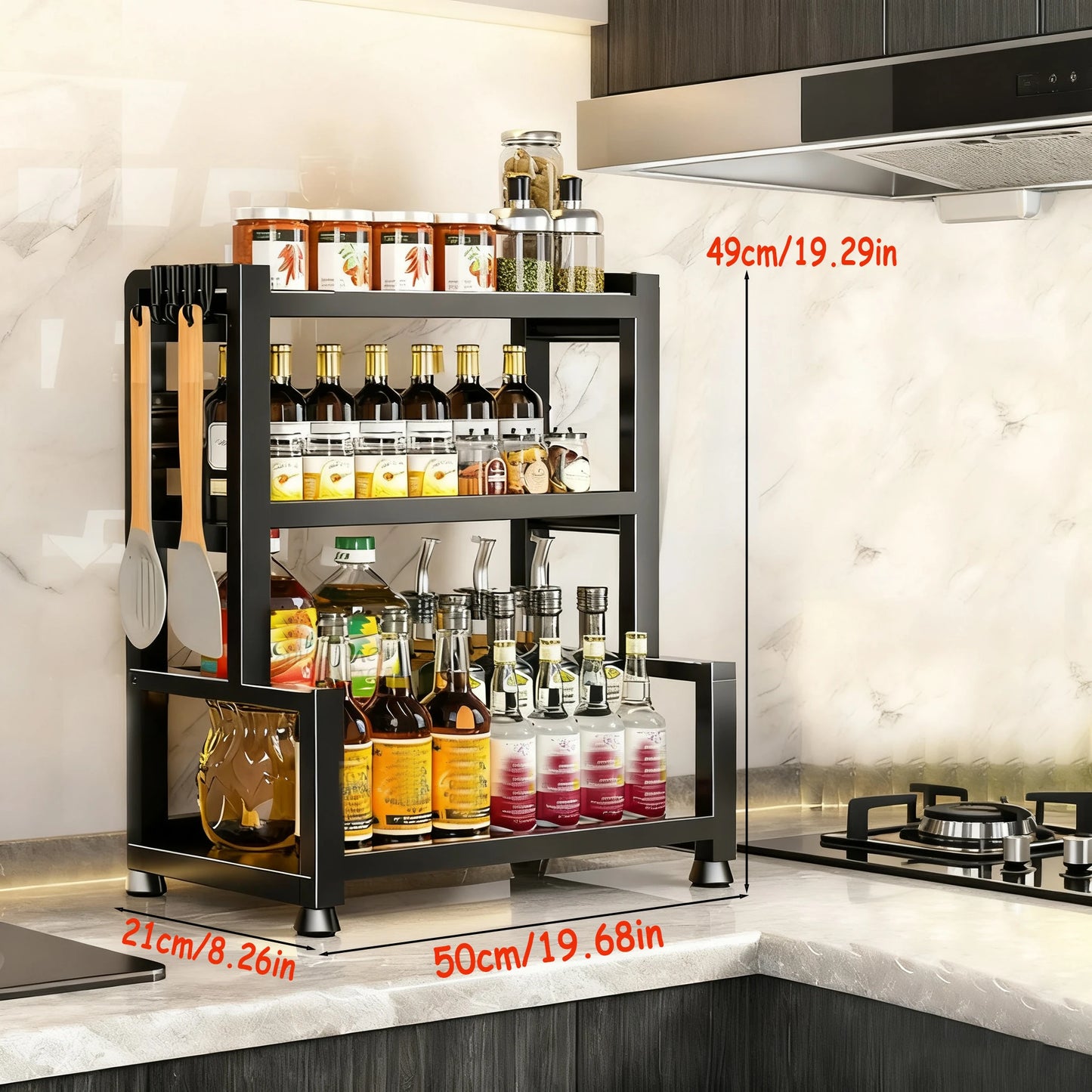 Space-Saving Metal Spice Rack and Expandable Pantry Organiser