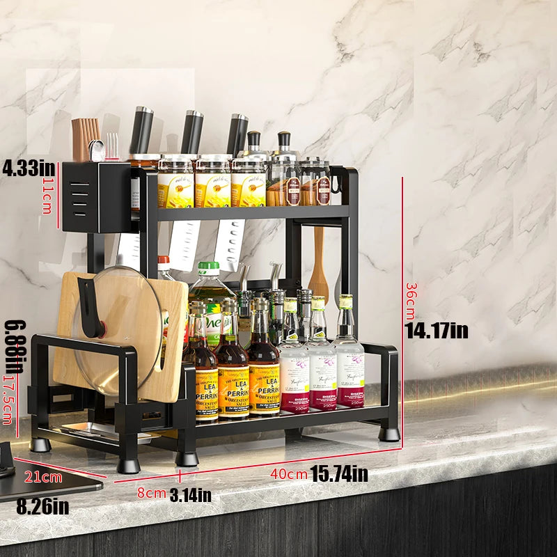 Space-Saving Metal Spice Rack and Expandable Pantry Organiser