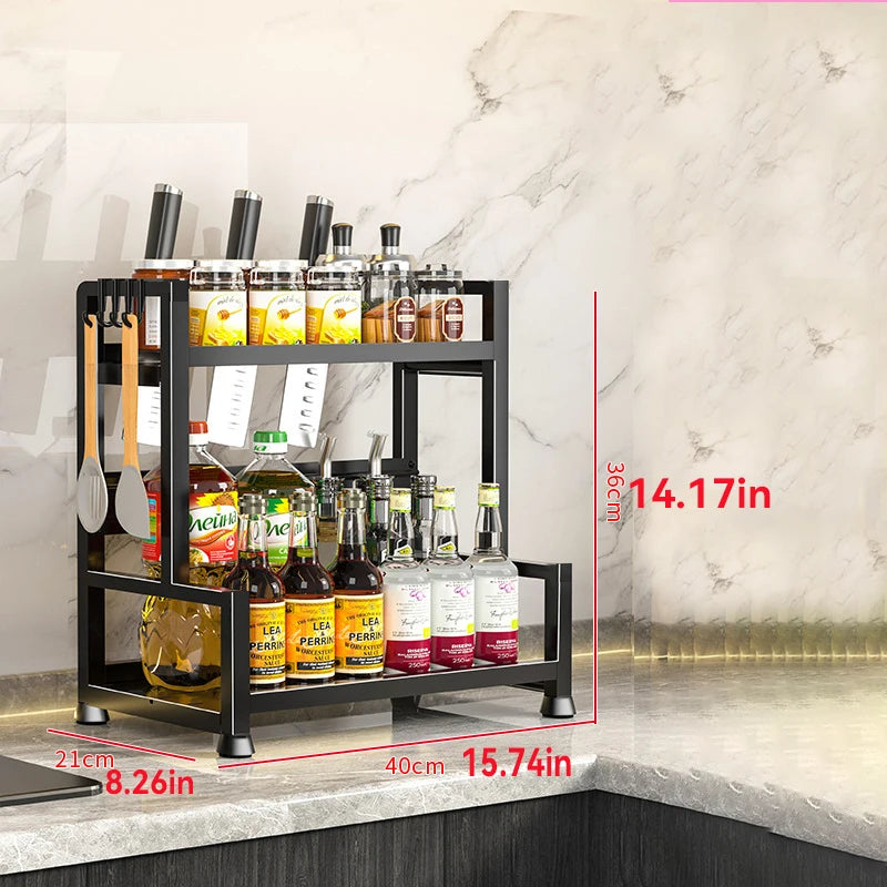 Space-Saving Metal Spice Rack and Expandable Pantry Organiser