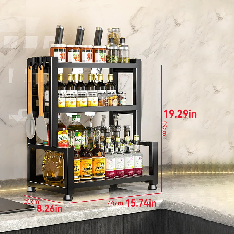 Space-Saving Metal Spice Rack and Expandable Pantry Organiser