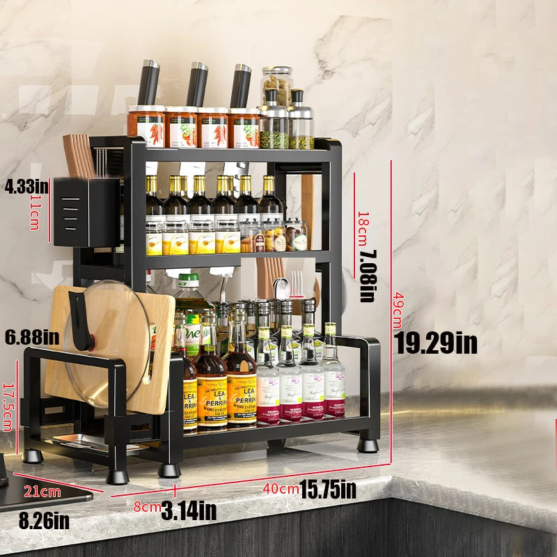 Space-Saving Metal Spice Rack and Expandable Pantry Organiser